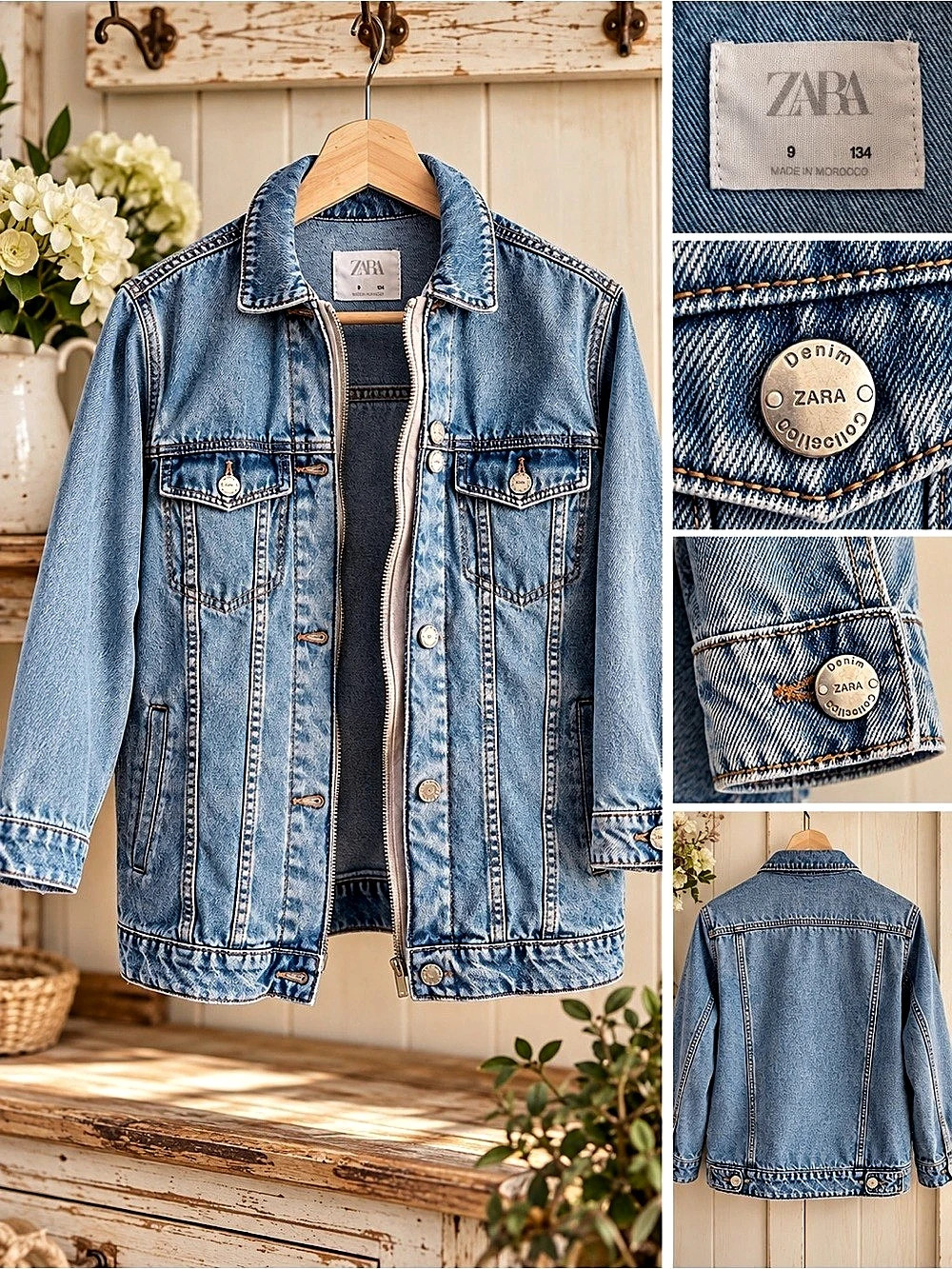 Zara Women's Denim Jean Jacket Size Medium (34)